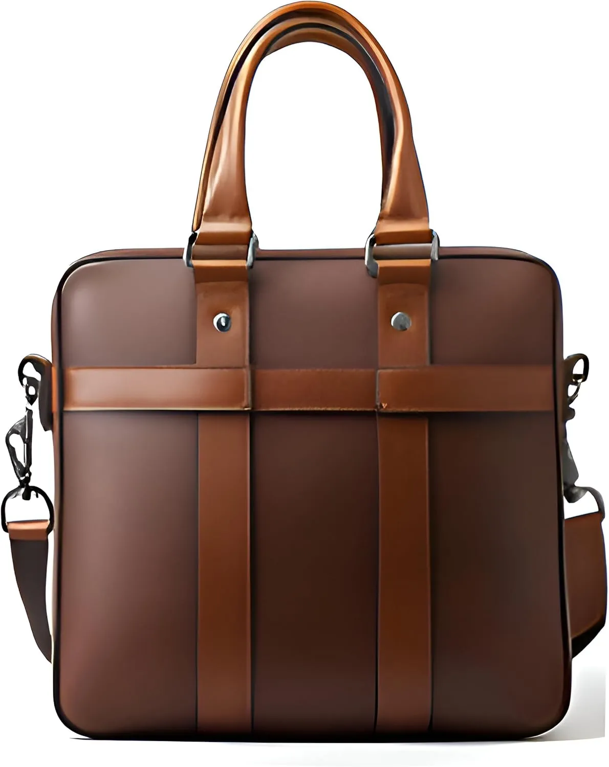 Premium Brown Leather Laptop Briefcase  Stylish Business Messenger Bag with Shoulder Strap