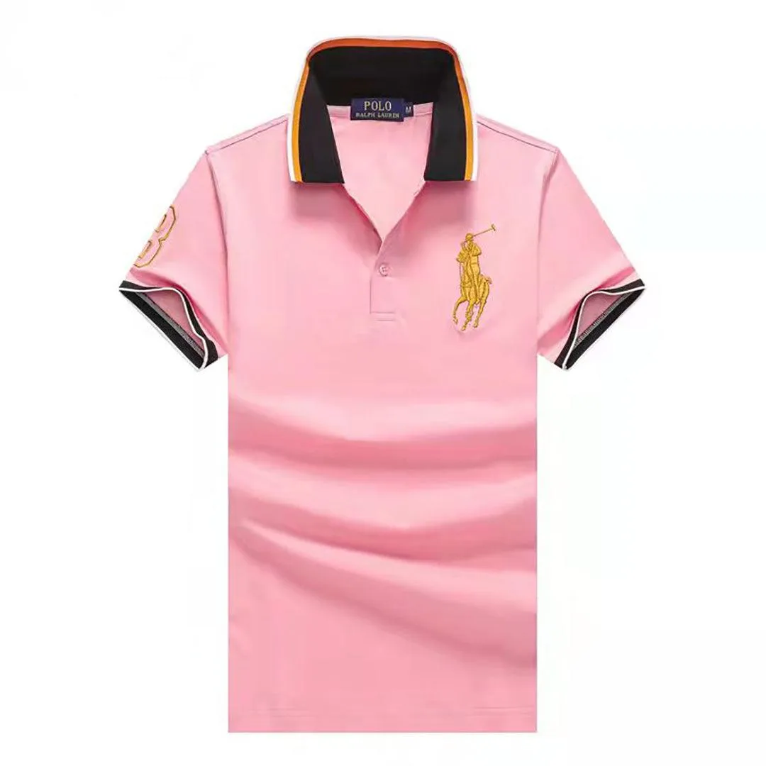 PRL Custom Fit Horseman Logo Designed Polo Shirt - Pink