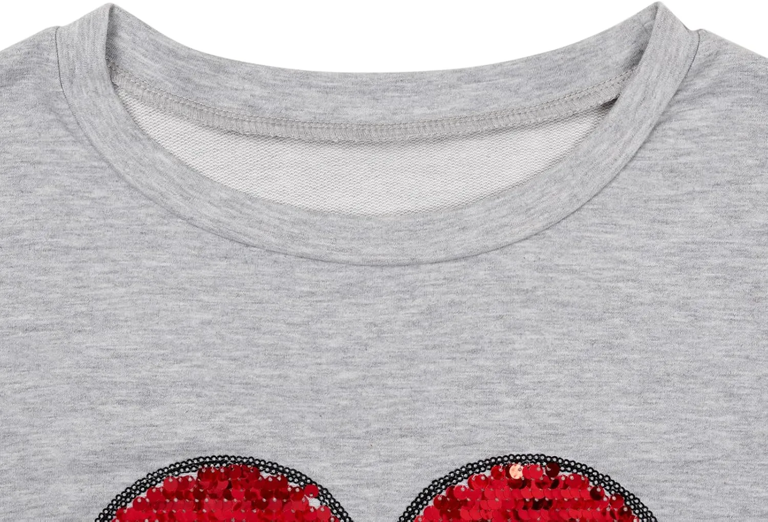 Qbily Women's Sequins Heart Sweatshirt Casual Casual Long Sleeve Crew Round Valentines Day Pullover Tops
