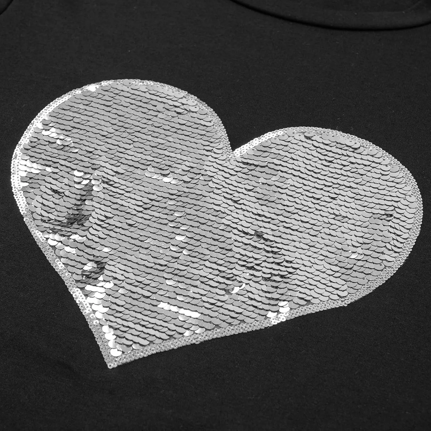Qbily Women's Sequins Heart Sweatshirt Casual Casual Long Sleeve Crew Round Valentines Day Pullover Tops