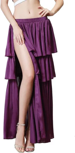 ROYAL SMEELA Belly Dance Skirt Long Belly Dancing Skirt for Women Belly Dancer Costume Bellydance Skirts Slit Carnival Outfit