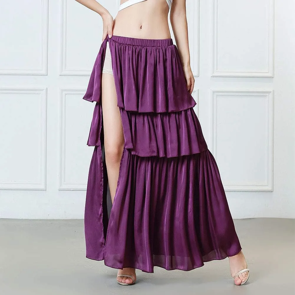 ROYAL SMEELA Belly Dance Skirt Long Belly Dancing Skirt for Women Belly Dancer Costume Bellydance Skirts Slit Carnival Outfit