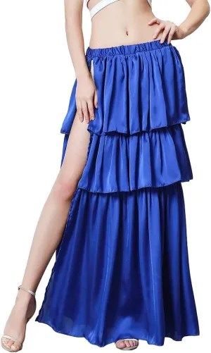 ROYAL SMEELA Belly Dance Skirt Long Belly Dancing Skirt for Women Belly Dancer Costume Bellydance Skirts Slit Carnival Outfit