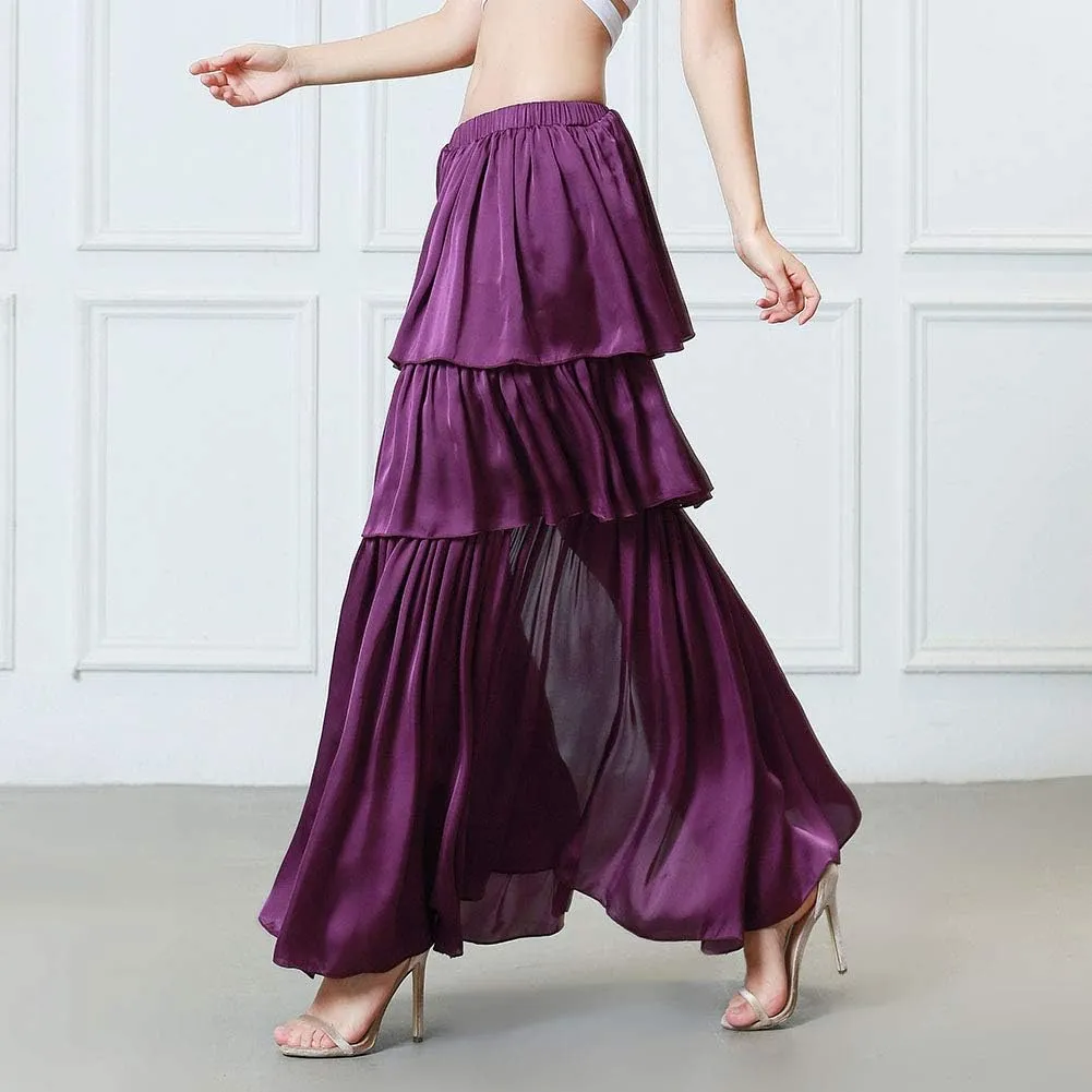 ROYAL SMEELA Belly Dance Skirt Long Belly Dancing Skirt for Women Belly Dancer Costume Bellydance Skirts Slit Carnival Outfit