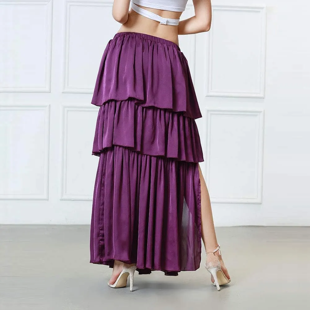 ROYAL SMEELA Belly Dance Skirt Long Belly Dancing Skirt for Women Belly Dancer Costume Bellydance Skirts Slit Carnival Outfit
