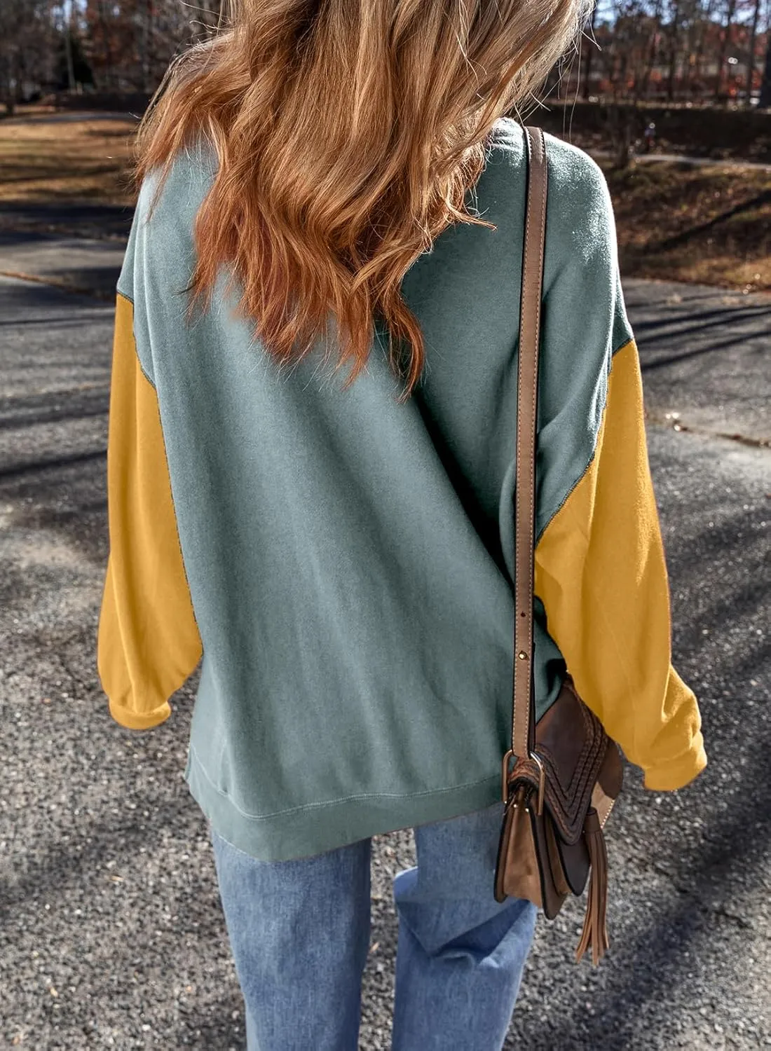 SHEWIN Sweatshirt for Women Casual Long Sleeve Crewneck Lightweight Pullover Tops Loose Sweatshirts