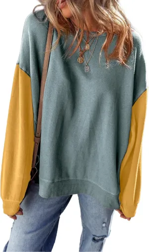 SHEWIN Sweatshirt for Women Casual Long Sleeve Crewneck Lightweight Pullover Tops Loose Sweatshirts