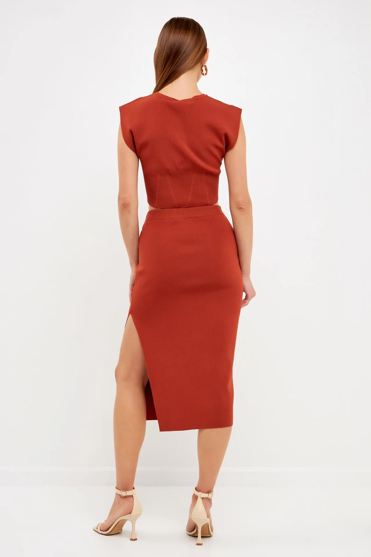 Side Slit Detailed Knit Midi Skirt