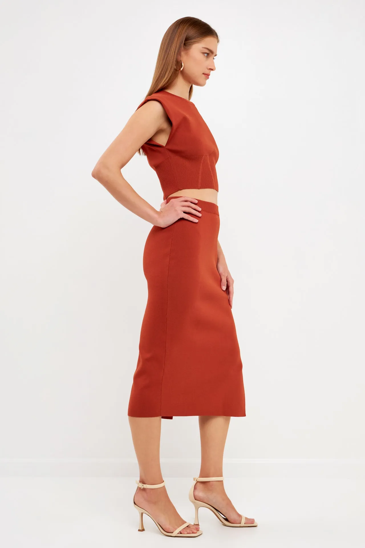 Side Slit Detailed Knit Midi Skirt