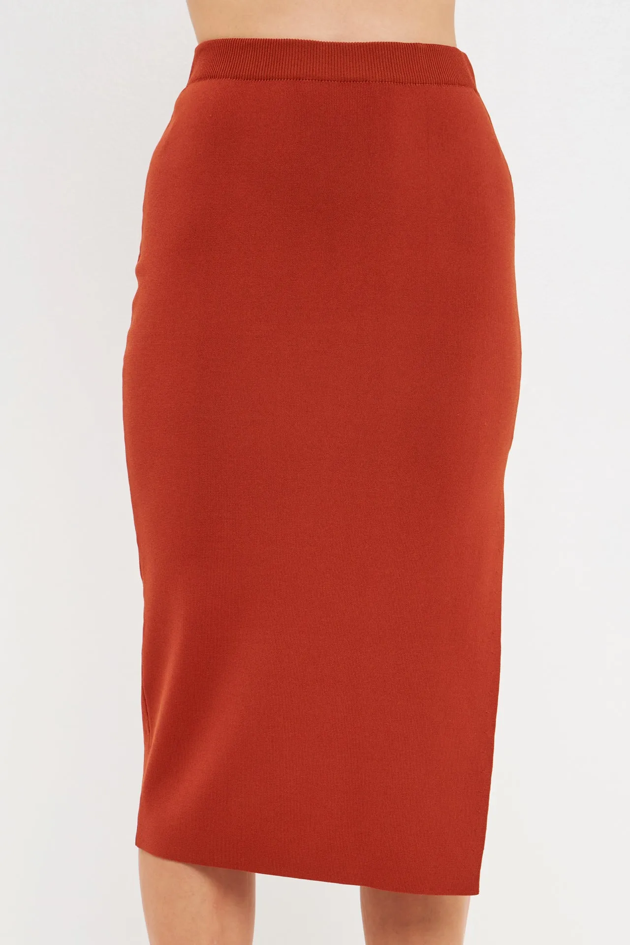 Side Slit Detailed Knit Midi Skirt