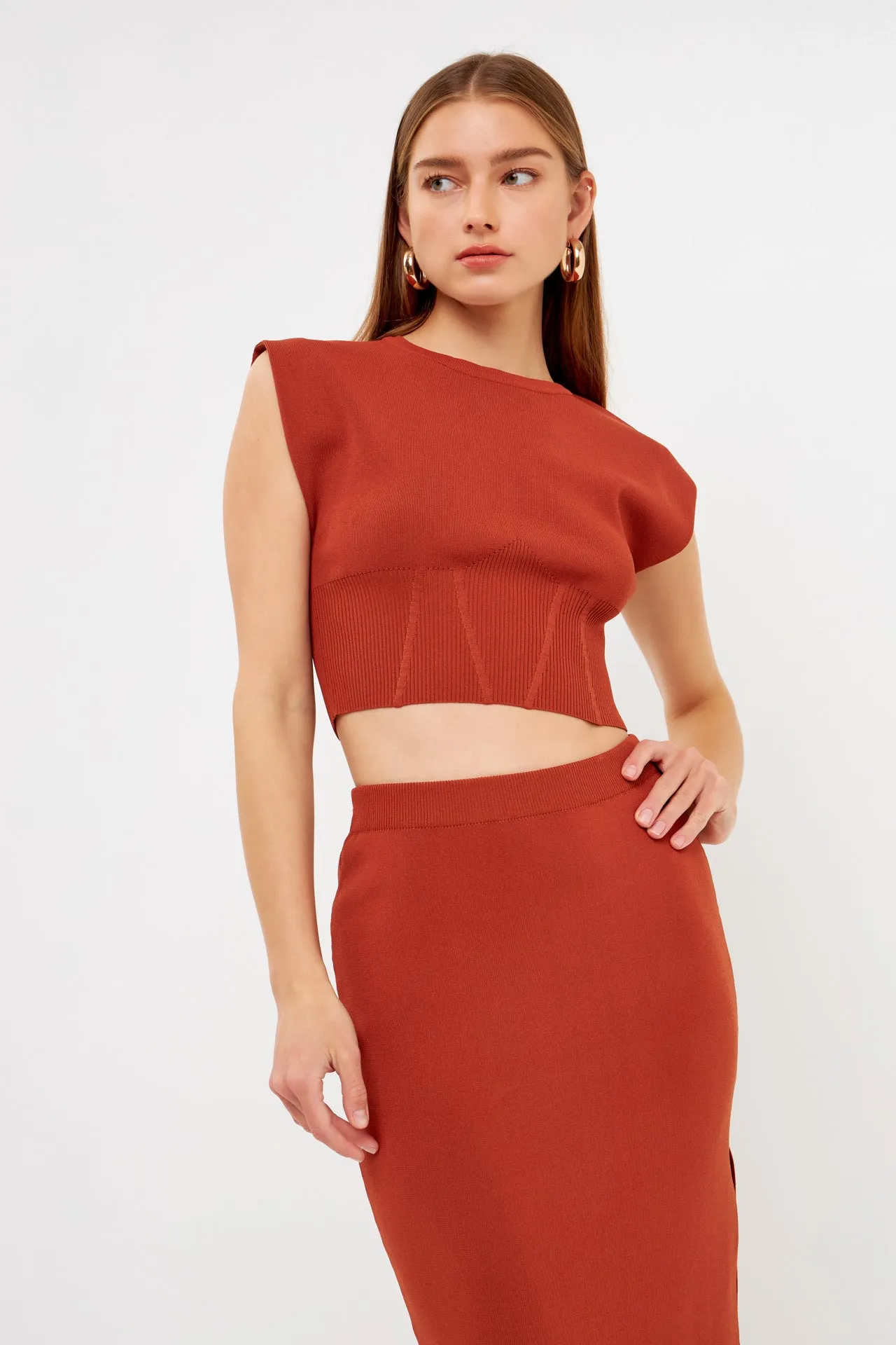 Side Slit Detailed Knit Midi Skirt