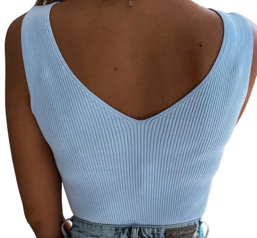 Skinny Sleeveless V-Neck Basic tank.