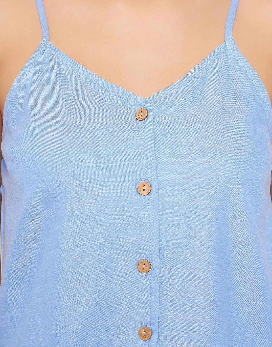 Sky Blue Rayon Chic Basic Peplum Top & Shorts Set