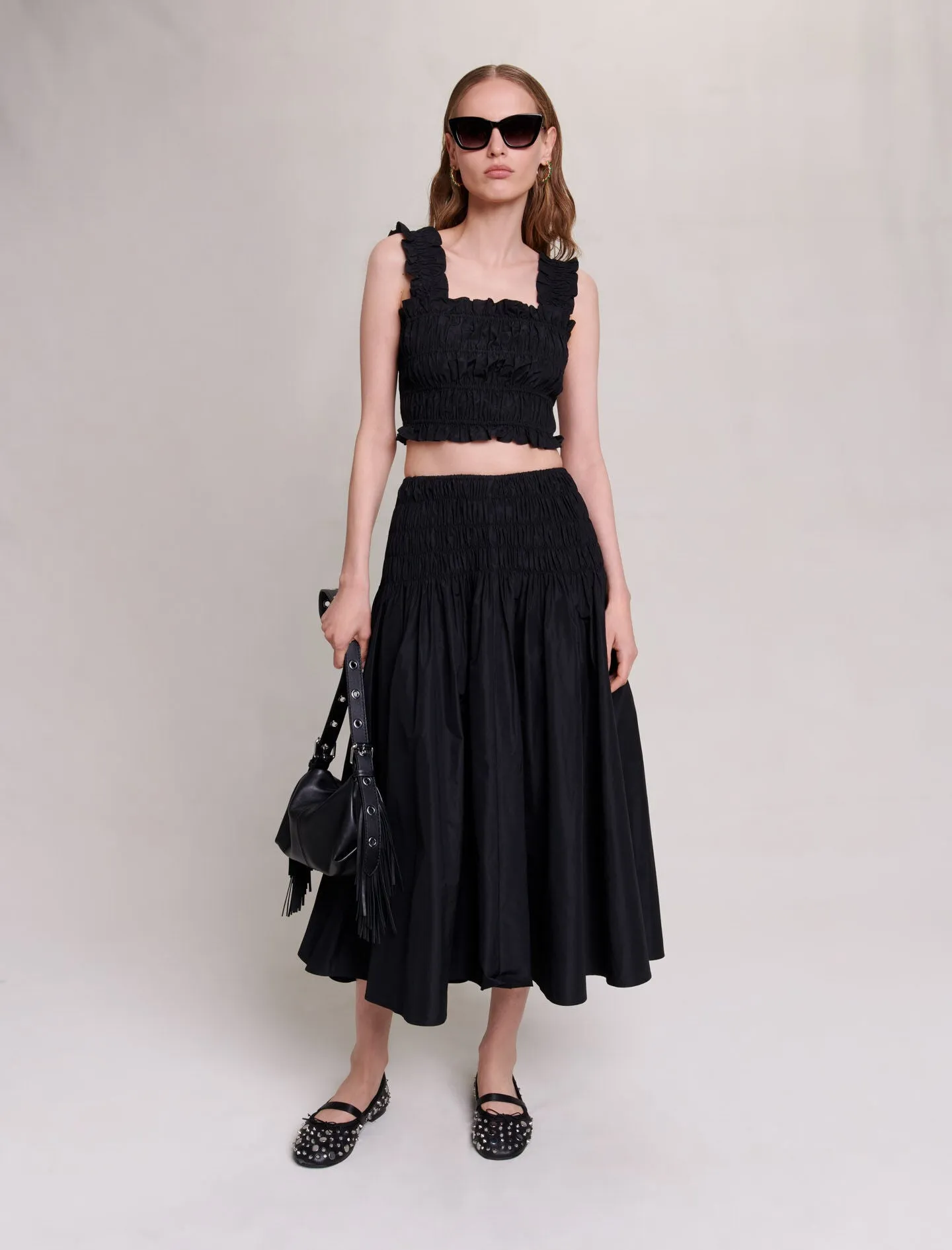 Smocked maxi skirt