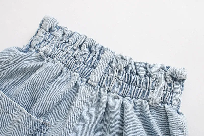 STRAIGHT DENIM SHORTS HIGH WAIST