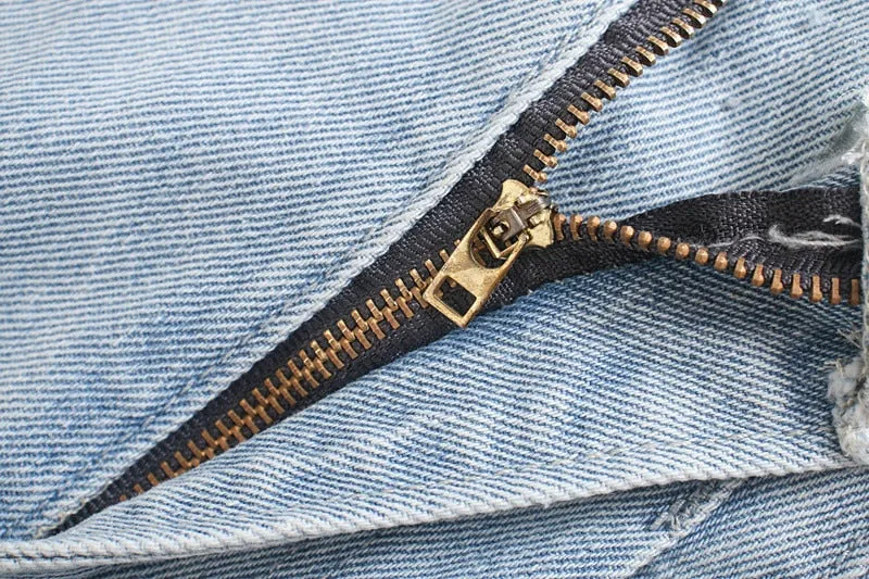 STRAIGHT DENIM SHORTS HIGH WAIST