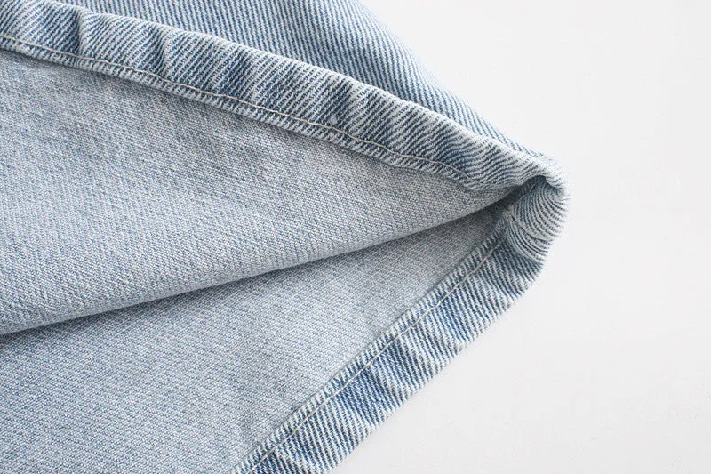 STRAIGHT DENIM SHORTS HIGH WAIST