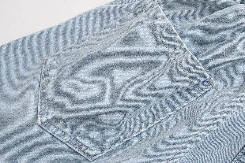 STRAIGHT DENIM SHORTS HIGH WAIST