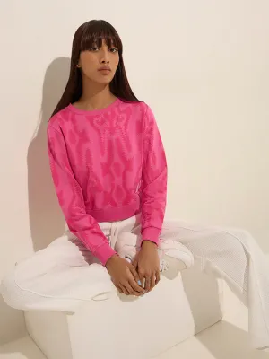 Studiofit Pink Abstract Print Cotton Sweatshirt