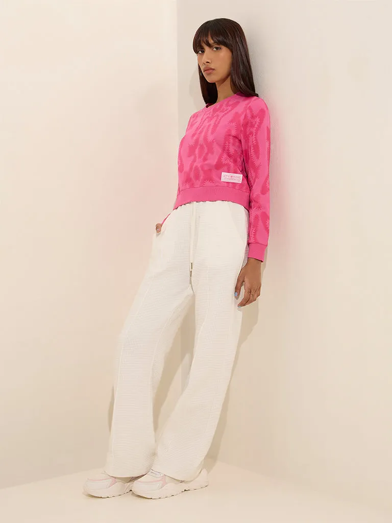 Studiofit Pink Abstract Print Cotton Sweatshirt