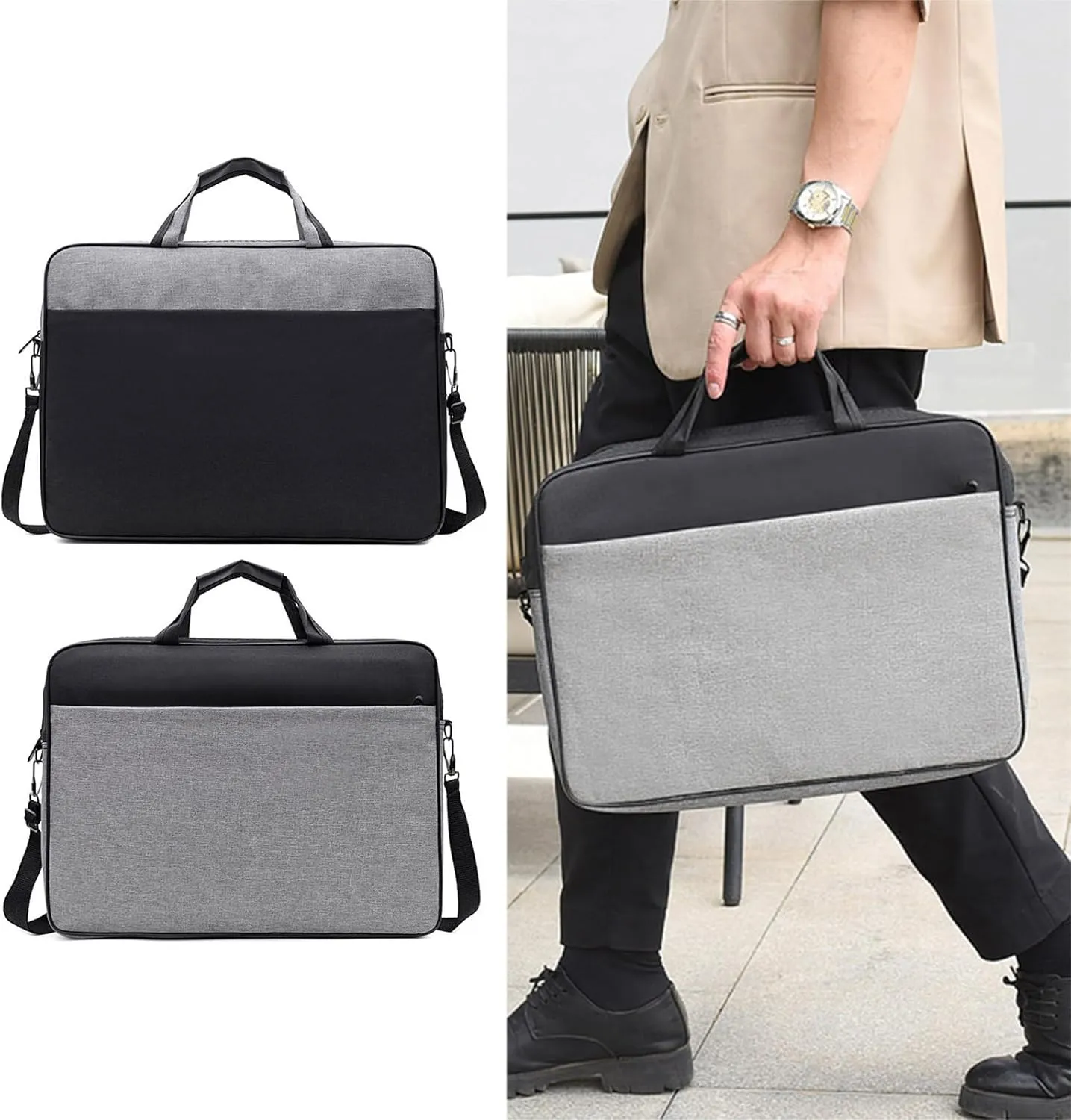 Stylish Waterproof Laptop Bag for Business Travel and Documents Storage Fits 15.6/17 inch Laptops.Black. 17 inches
