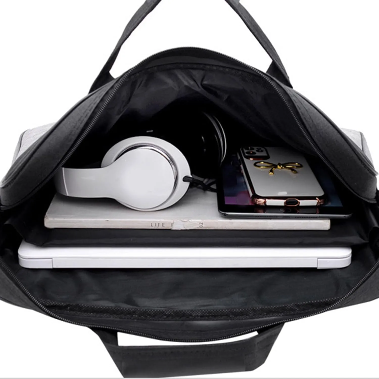 Stylish Waterproof Laptop Bag for Business Travel and Documents Storage Fits 15.6/17 inch Laptops.Black. 17 inches
