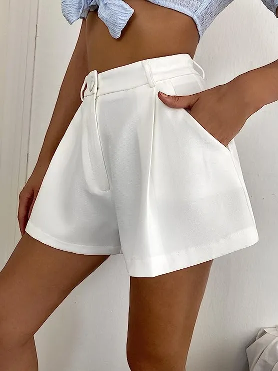 Summer Chic Pink High Waist Pleated Shorts