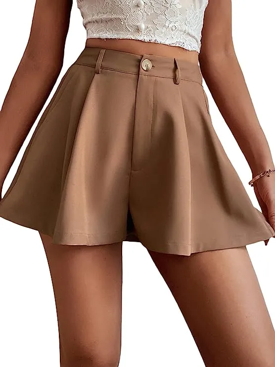 Summer Chic Pink High Waist Pleated Shorts