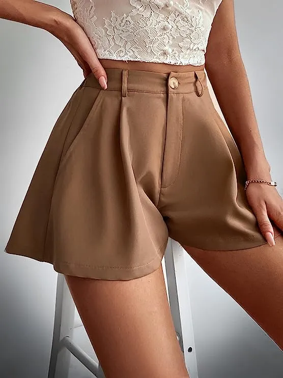 Summer Chic Pink High Waist Pleated Shorts