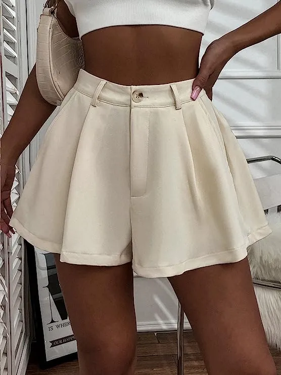 Summer Chic Pink High Waist Pleated Shorts