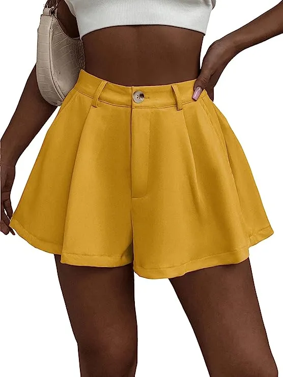 Summer Chic Pink High Waist Pleated Shorts