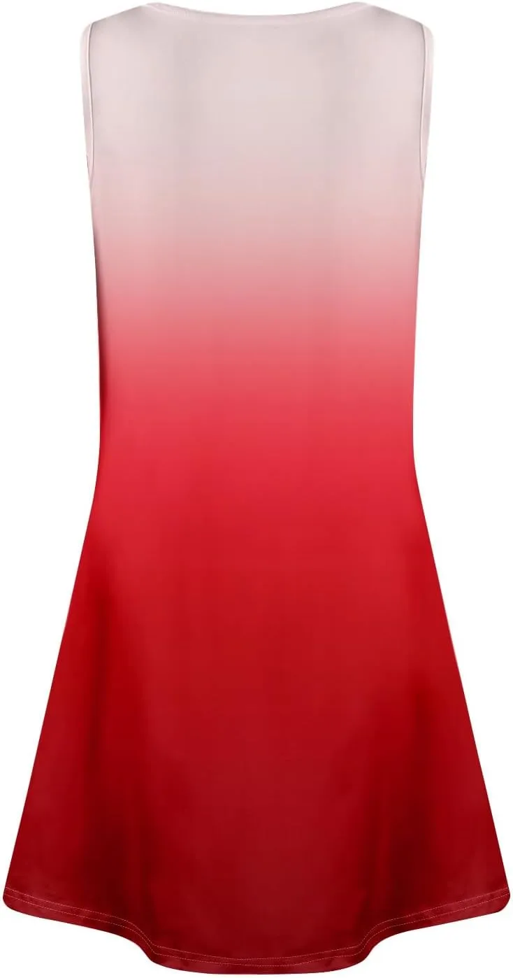 Sun Dresses for Women 2025 Trendy Gradient Print Sleeveless Tank Dress Summer Cross Vneck Beach Dresses with Pocket
