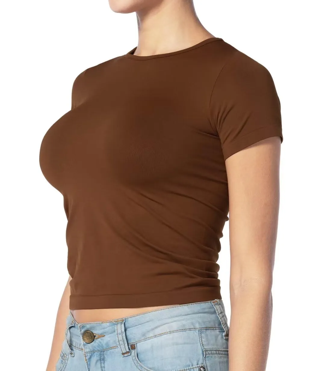 Sunzel Short Sleeve Fitted Basic T Shirts for Women, Ultra Soft Crew Neck Basic Tee Cute Trendy Summer Tops Tight Tees