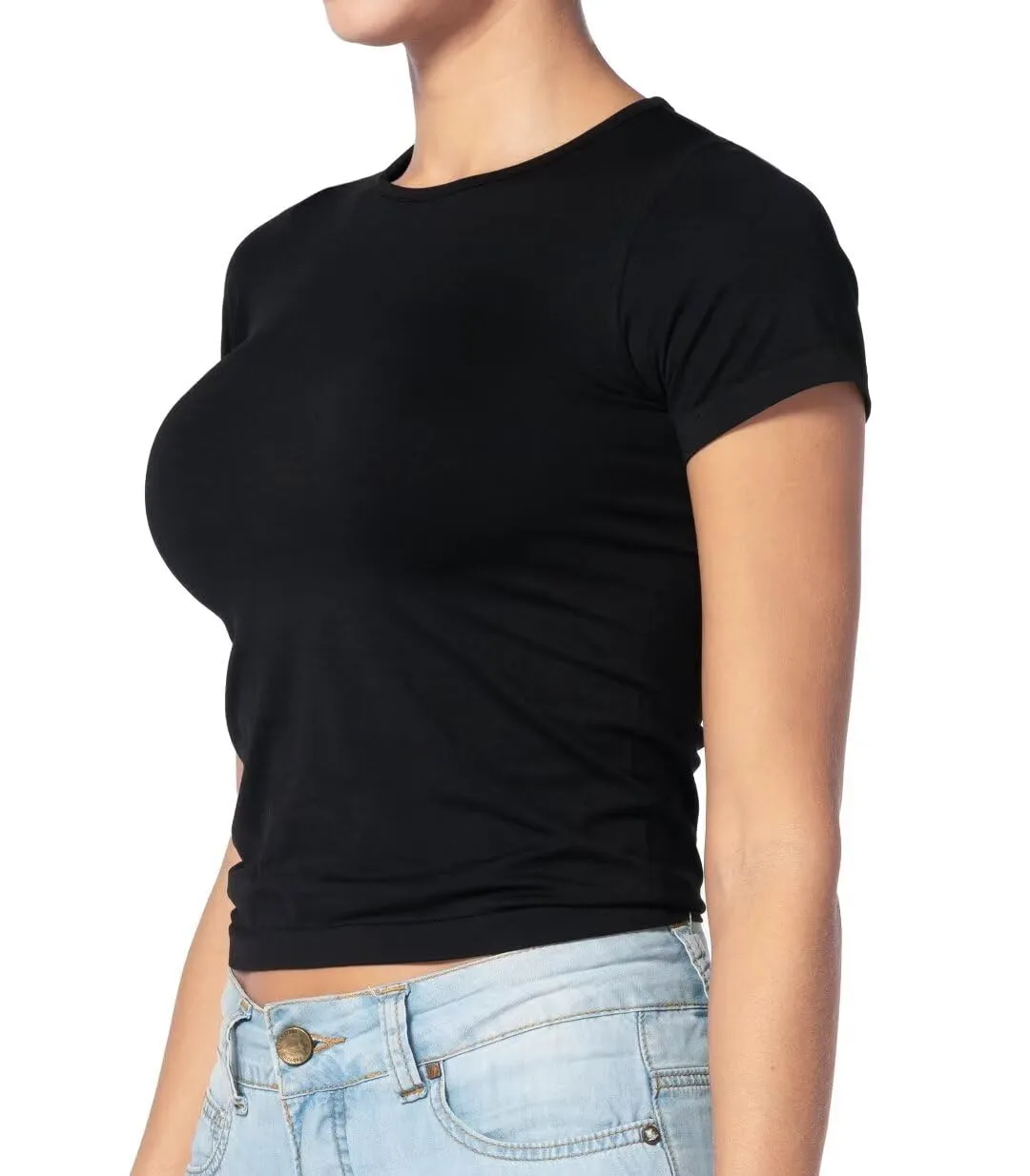 Sunzel Short Sleeve Fitted Basic T Shirts for Women, Ultra Soft Crew Neck Basic Tee Cute Trendy Summer Tops Tight Tees