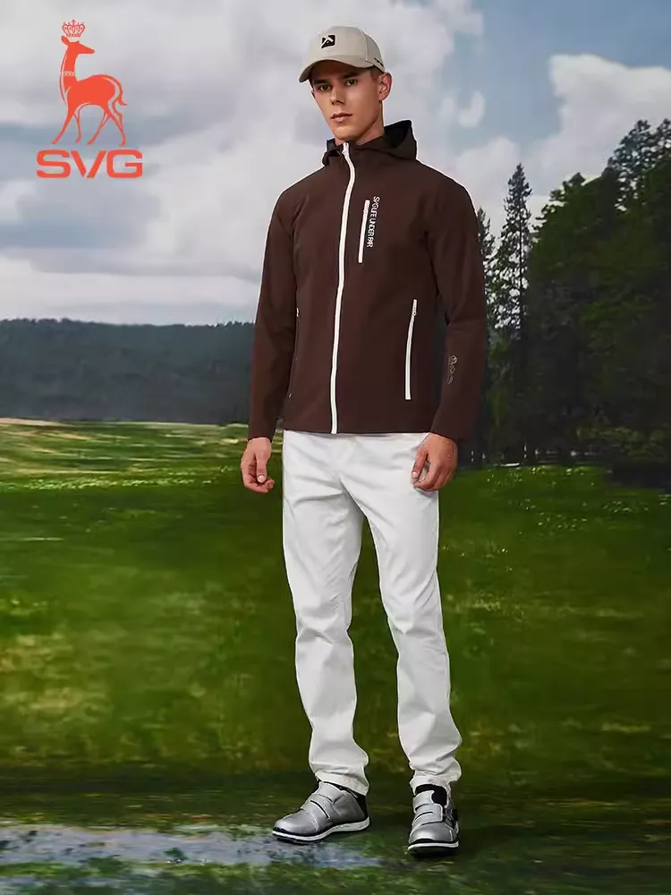 SVG Golf Men's Dark Brown Windproof Sports Jacket