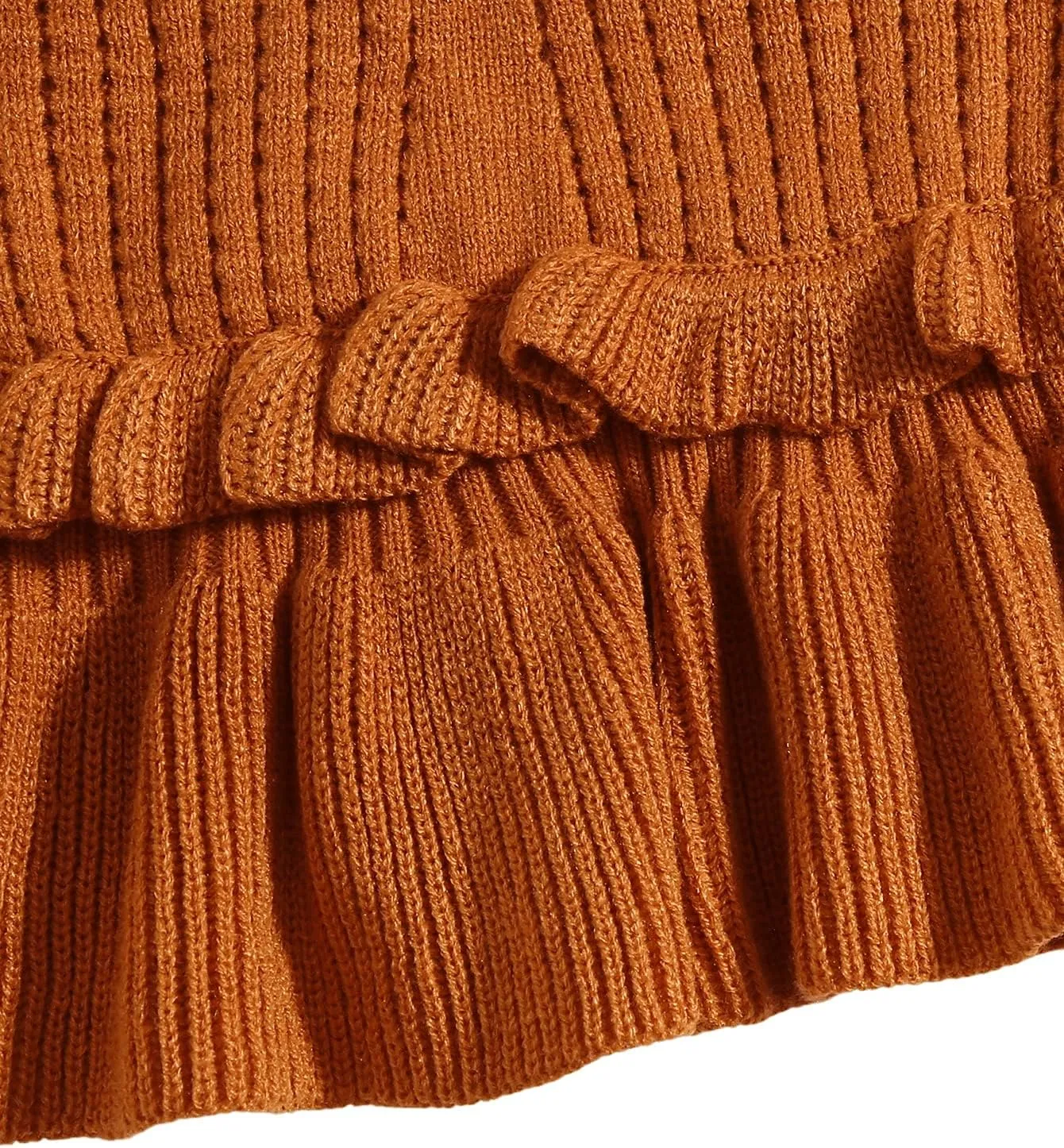 SweatyRocks Women's Casual Spaghetti Strap Ruffle Hem Peplum Cropped Knit Sweater