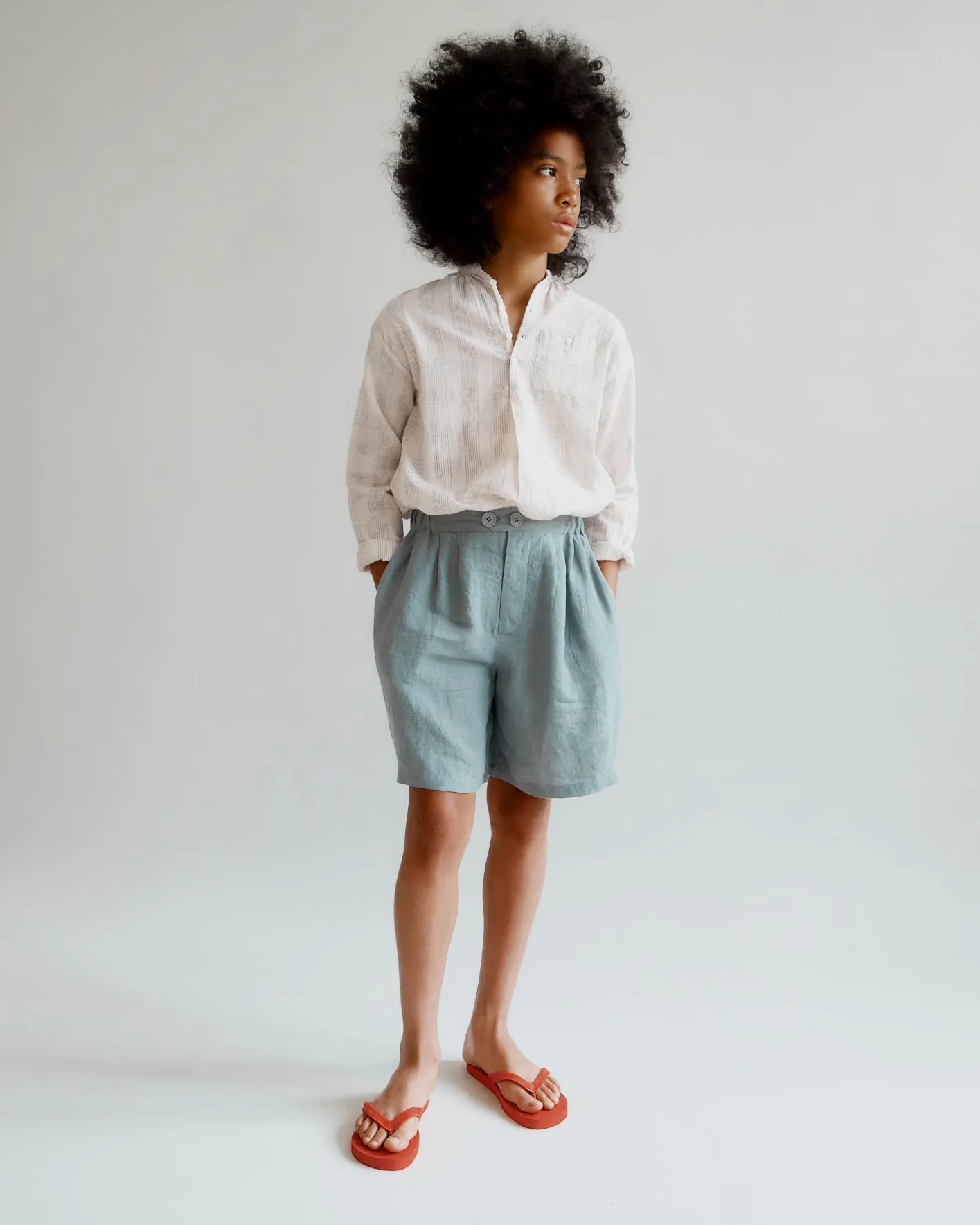 TARRA CHILDREN'S LINEN SHORTS - GREEN
