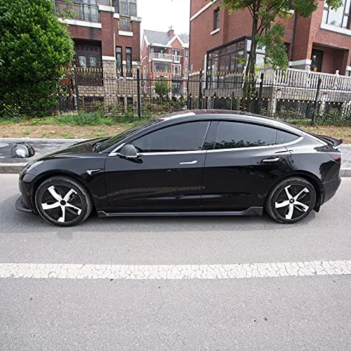 Tesla Model 3 Side Skirts Styling Sports Body Kits Rocker Panels Side Trim Spoiler Side Skirt Extensions For 2017-2021 Tesla Model 3 Accessories (Matte Carbon Fiber Pattern)