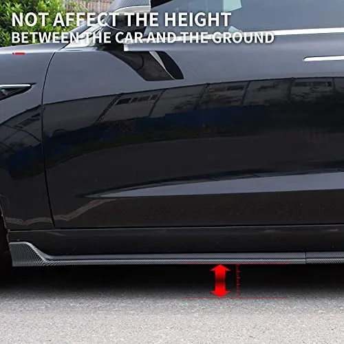 Tesla Model 3 Side Skirts Styling Sports Body Kits Rocker Panels Side Trim Spoiler Side Skirt Extensions For 2017-2021 Tesla Model 3 Accessories (Matte Carbon Fiber Pattern)