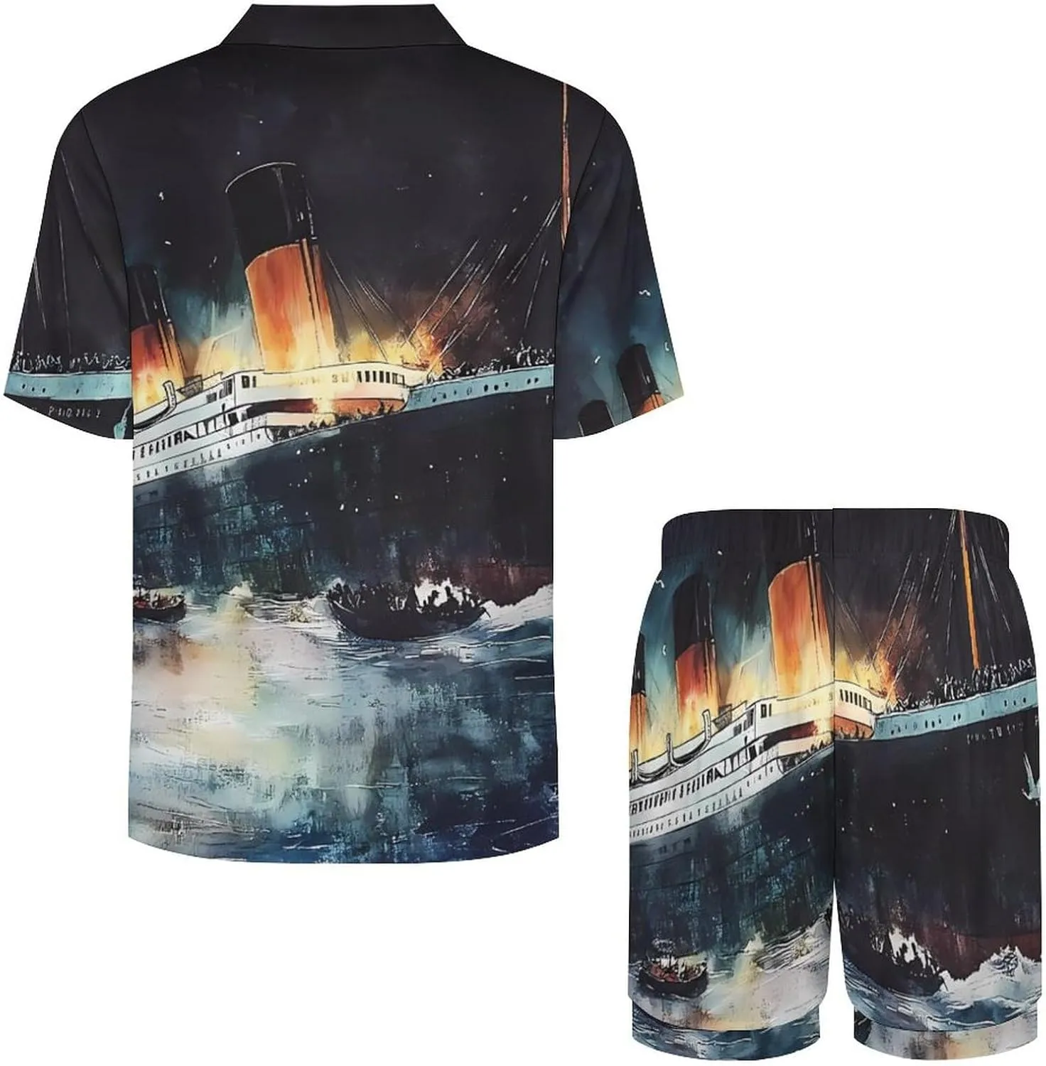 The Sinking of The Titanic Ship 2 Pcs Pajamas For Women Set Cozy Short Sleeve Sleepwear Nightwear Loungewear