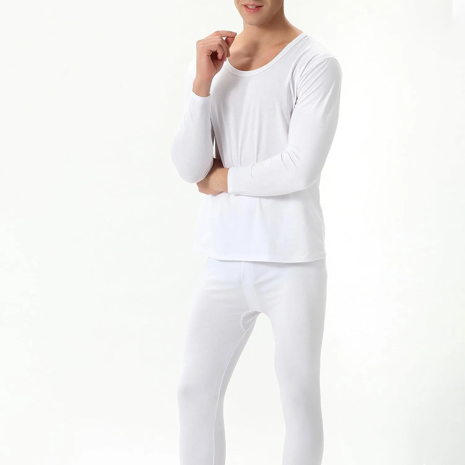 Thermal Underwear for Men Long Johns Simple Solid Color Thick Thermal Underwear Set Leggings Base Layer Cold Weather