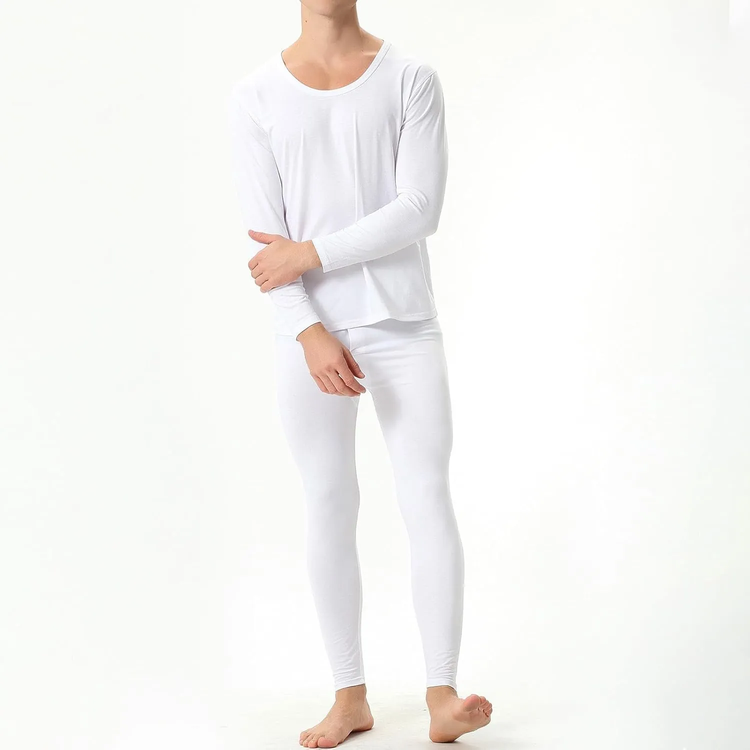 Thermal Underwear for Men Long Johns Simple Solid Color Thick Thermal Underwear Set Leggings Base Layer Cold Weather