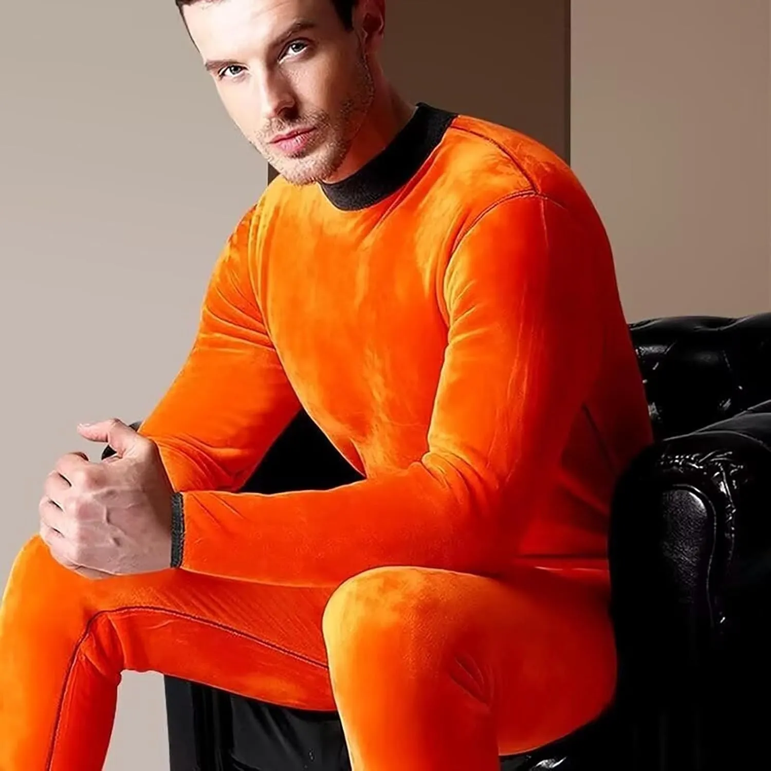 Thermal Underwear for Men Men's Thermal Underwear Set Lined Long Thermal Underwear Winter Warm Base Layer Top