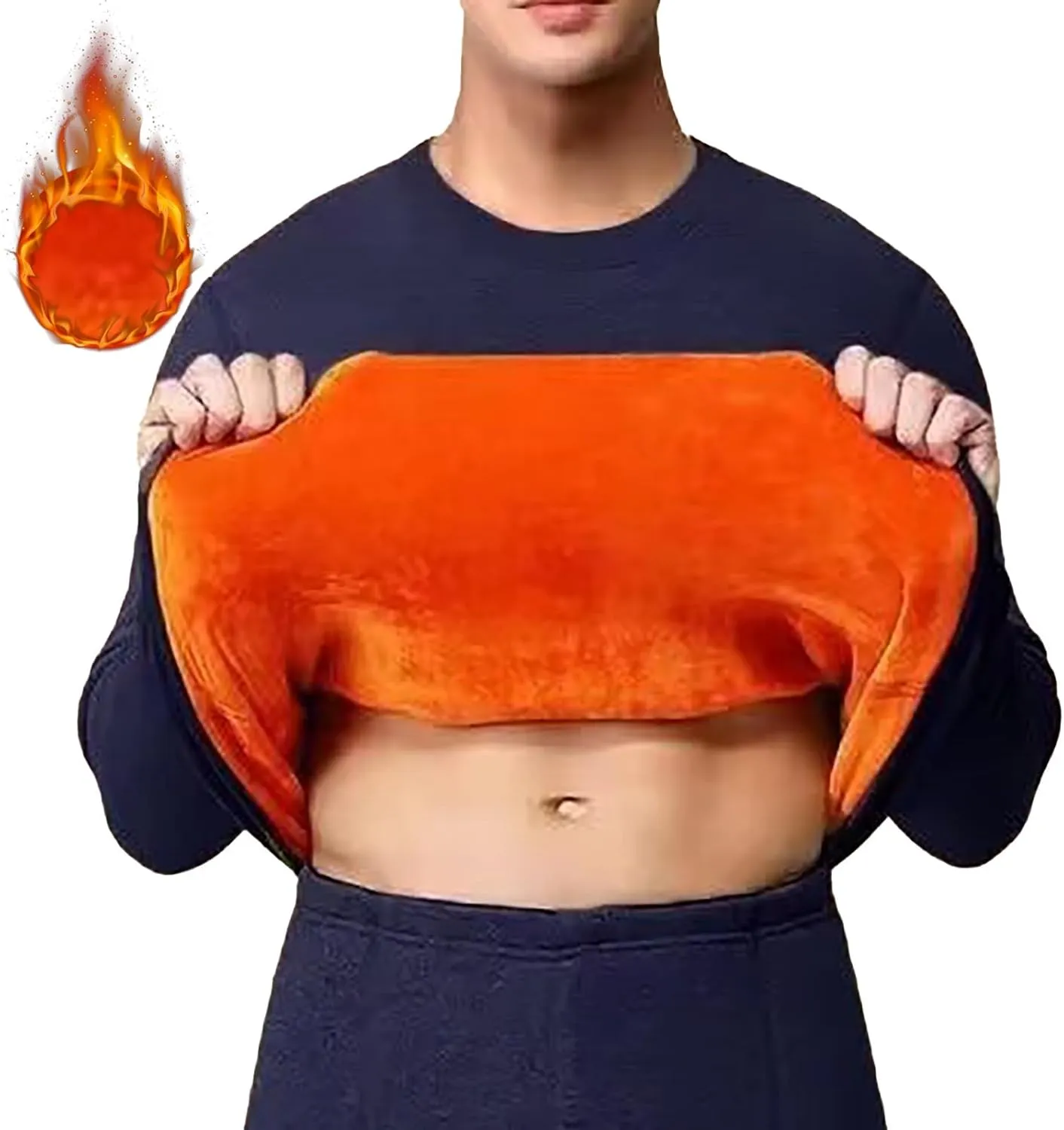 Thermal Underwear for Men Men's Thermal Underwear Set Lined Long Thermal Underwear Winter Warm Base Layer Top