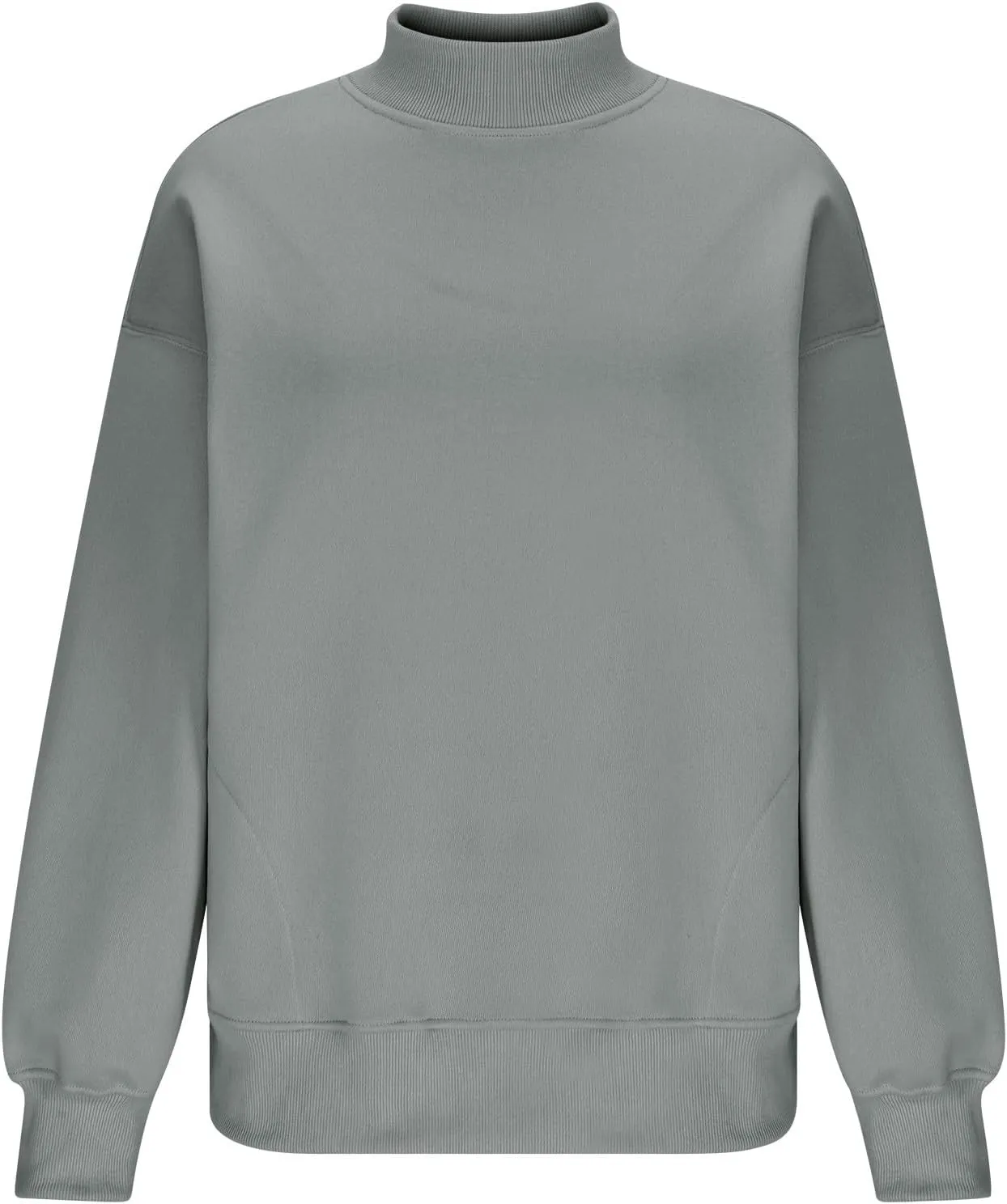 Trendy Sweatshirt for Women with Pockets Stretchy Mock Neck Tops Drop Shoulder Solid Color Pullover Hoodie Y2K