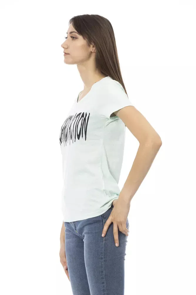 Trussardi Action Light Blue Cotton Women's V-Neck Top