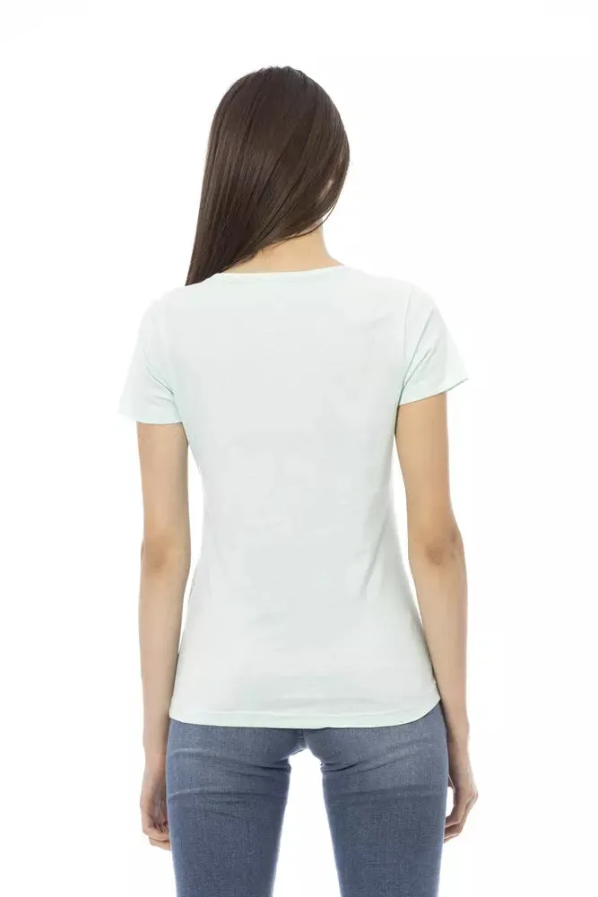 Trussardi Action Light Blue Cotton Women's V-Neck Top
