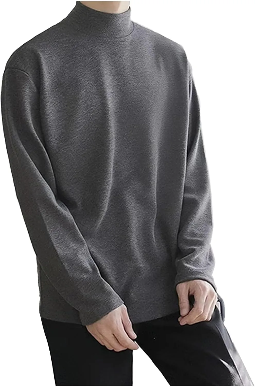 Turtleneck Shirts for Men Mock Neck Pullover Lightweight Sweaters Long Sleeve Thermal Undershirts Comfy Soft Knitwear