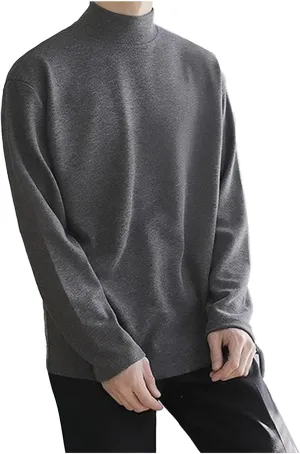 Turtleneck Shirts for Men Mock Neck Pullover Lightweight Sweaters Long Sleeve Thermal Undershirts Comfy Soft Knitwear