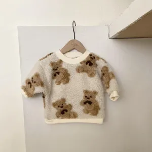 Unisex Cute Bear Cartoon Printed  Outerwear Wholesale Boy Clothing